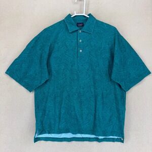 Como Sport Mens Teal Paisley Short Sleeve Polo Shirt Made in Italy Size M Cotton